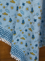 Space Adventure Blockprint Kids Towel – Cotton Jacquard Weave