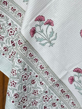 Fancy Floral Blockprint Cotton Towel – Waffle Weave