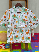 Jungle Kids Bathrobe-Cotton Waffle Blockprint