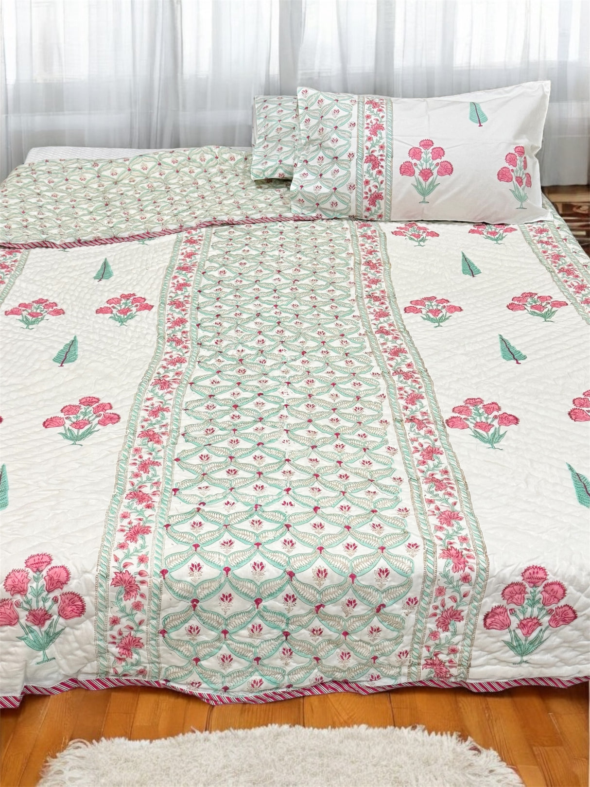 Blockprint Bedsheet & Quilt Set