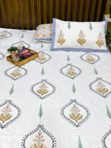 Cypress motif handblock printed bedsheet