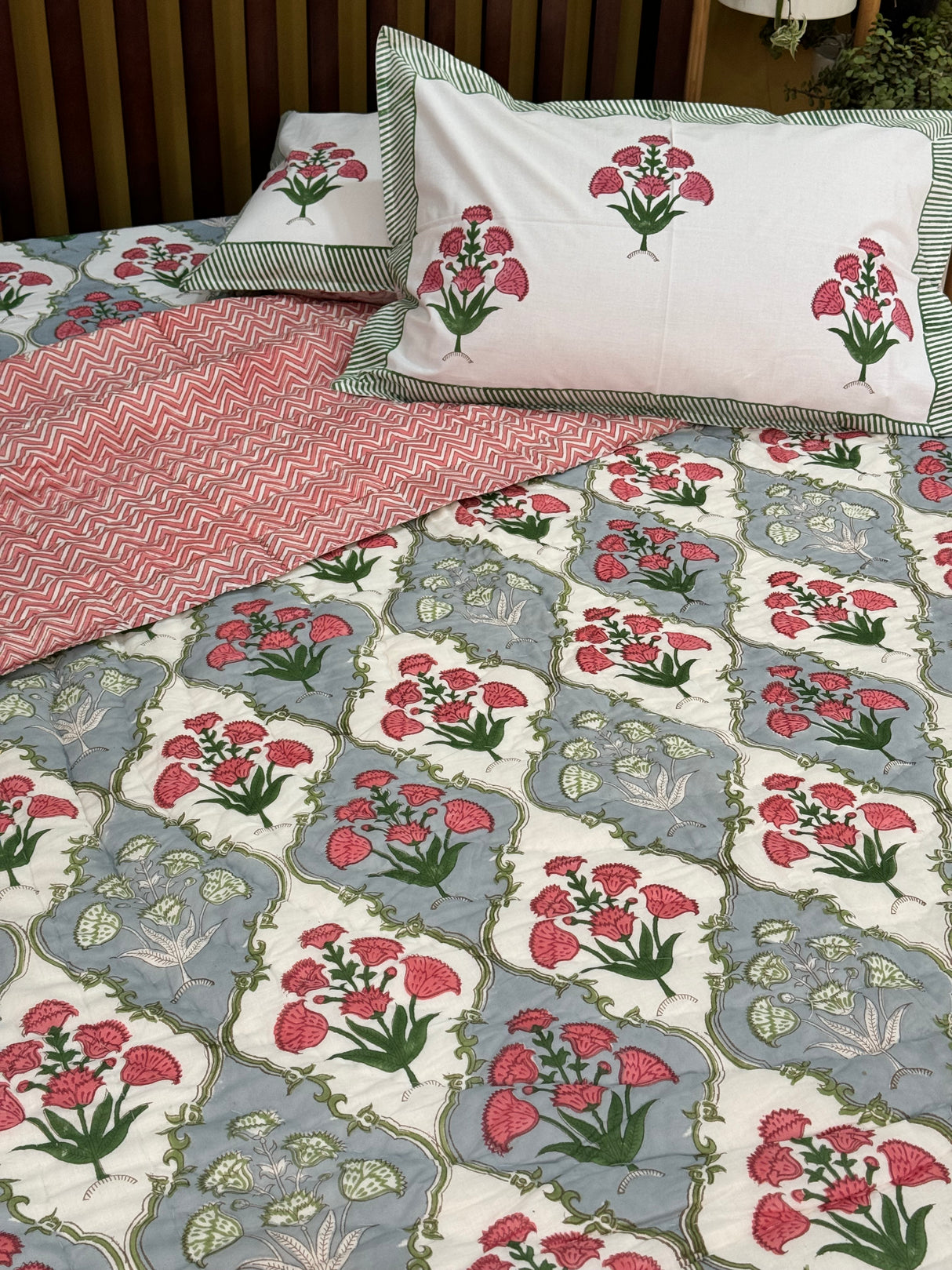 Blockprint Bedsheet & Quilt Set