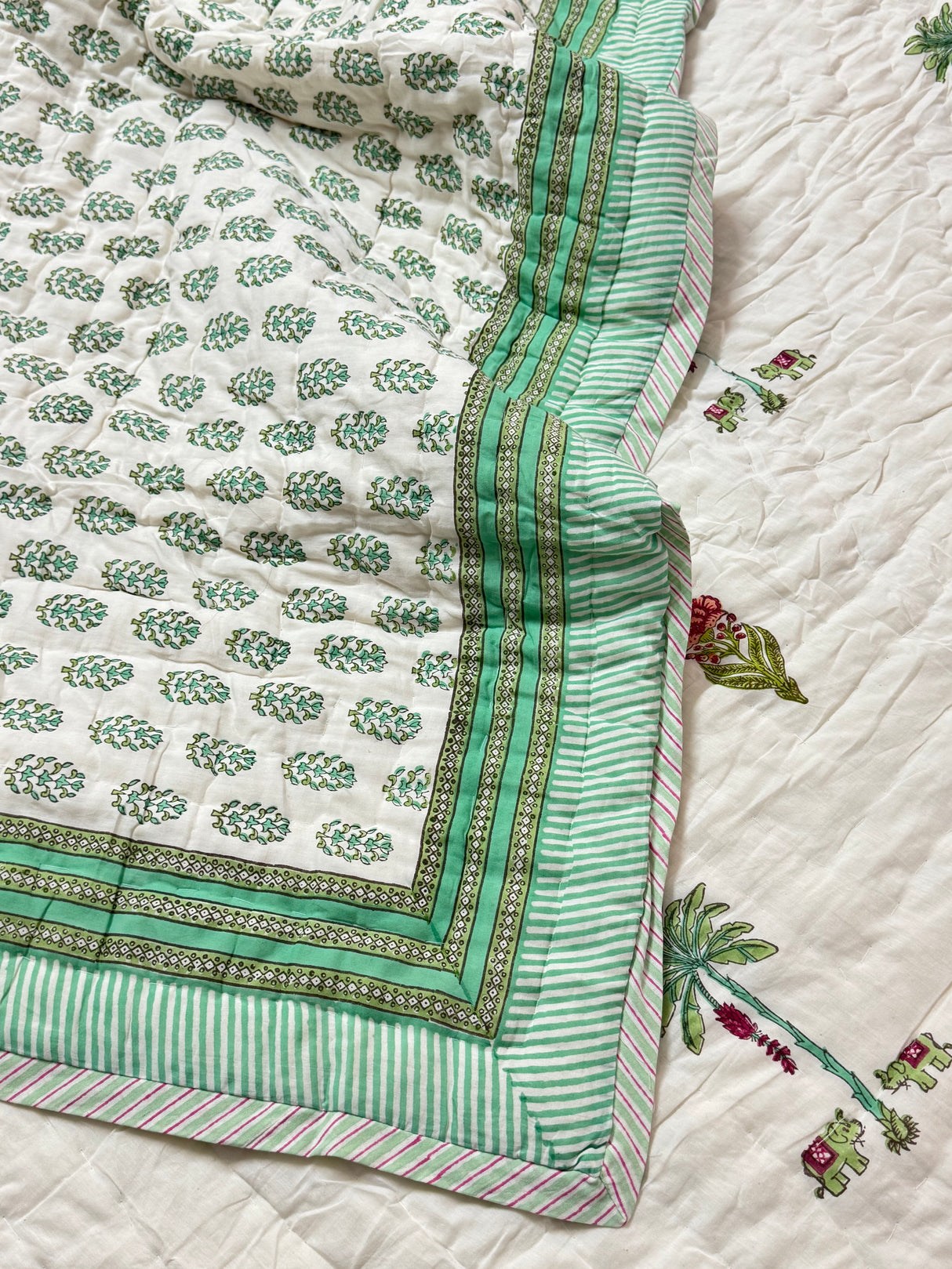 Blockprint Mulmul Reversible Quilt