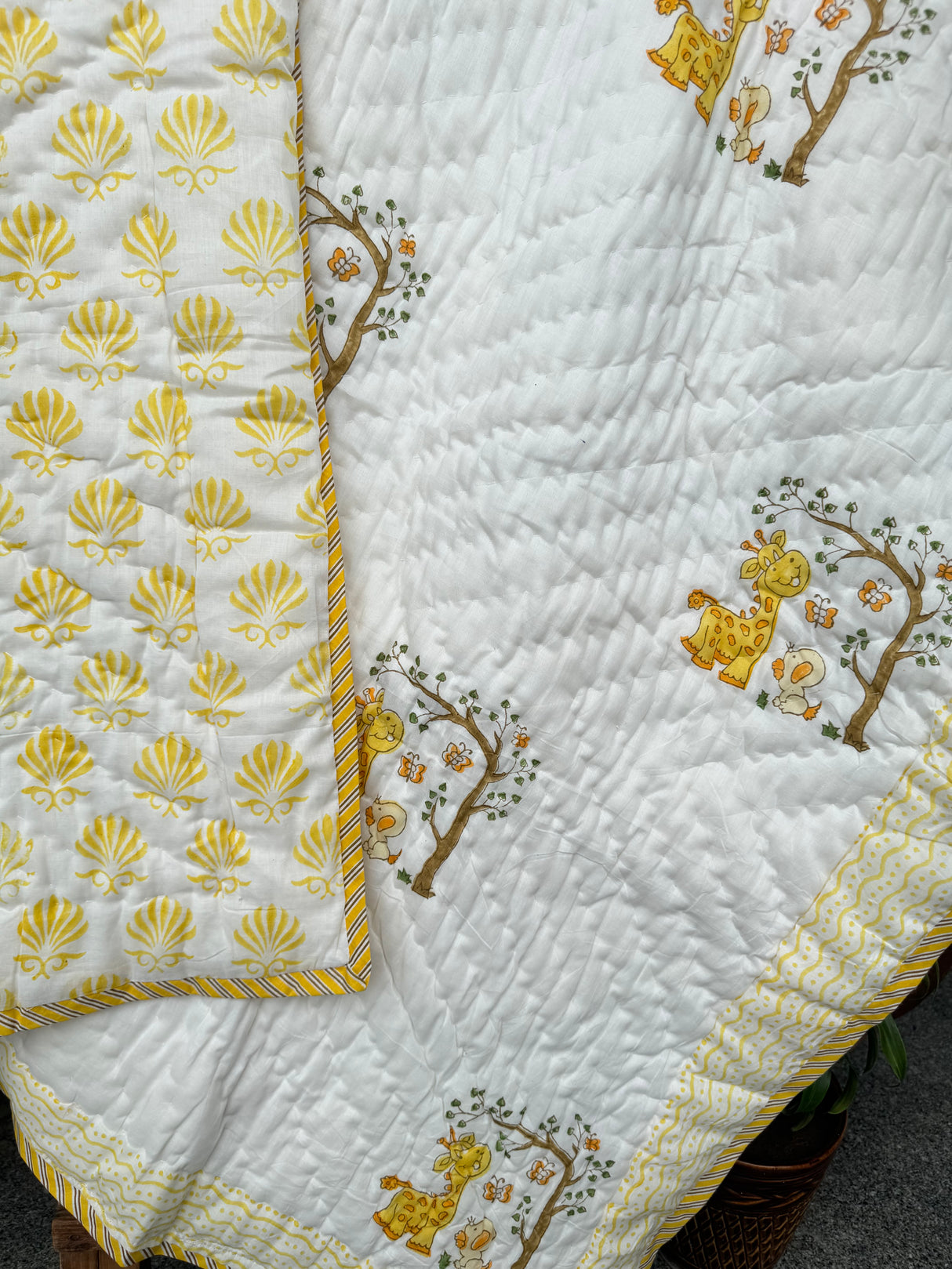 Giraffe Blockprint Kids Quilt