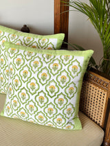 Pair of Quilted Handblock Printed Cushion Covers- 16*16 inches