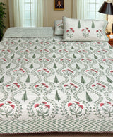 KING Size Quilted Blockprint REVERSIBLE Mulmul Bedcover (108*108 inches)