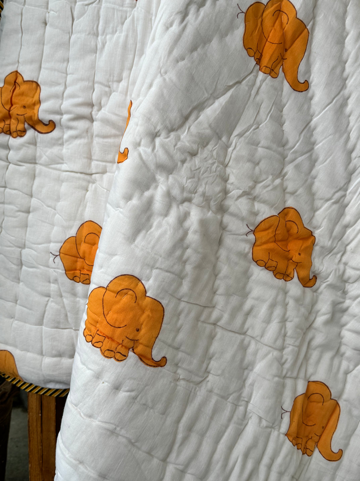 Elephant Blockprint Kids Quilt