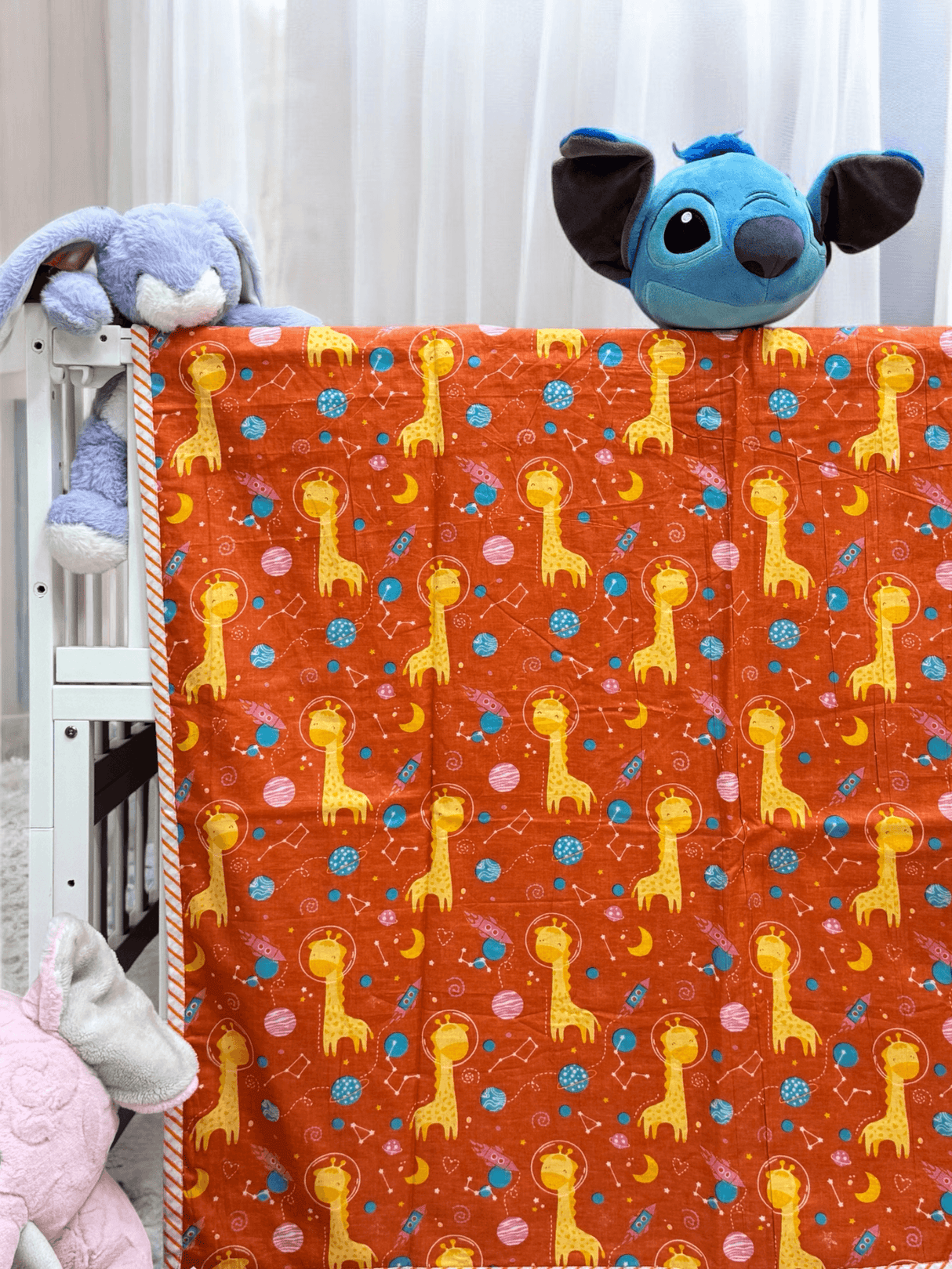 Orange Giraffe Kids Cotton Dohar