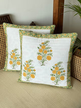 Pair of Quilted Handblock Printed Cushion Covers- 16*16 inches