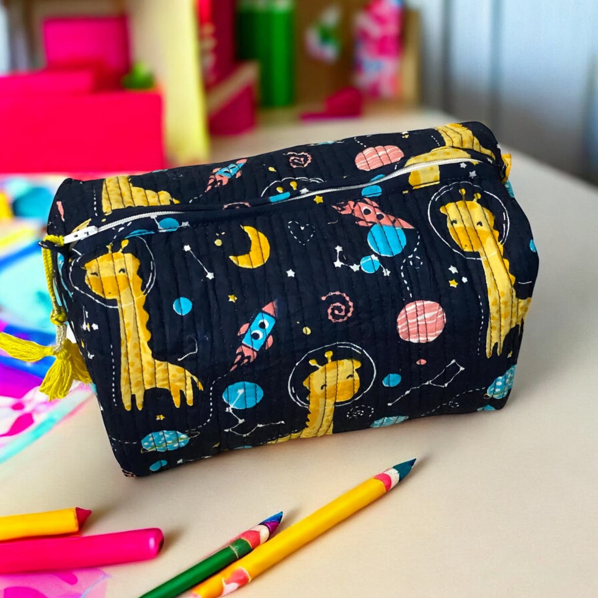 Blue Giraffe LARGE Pouch