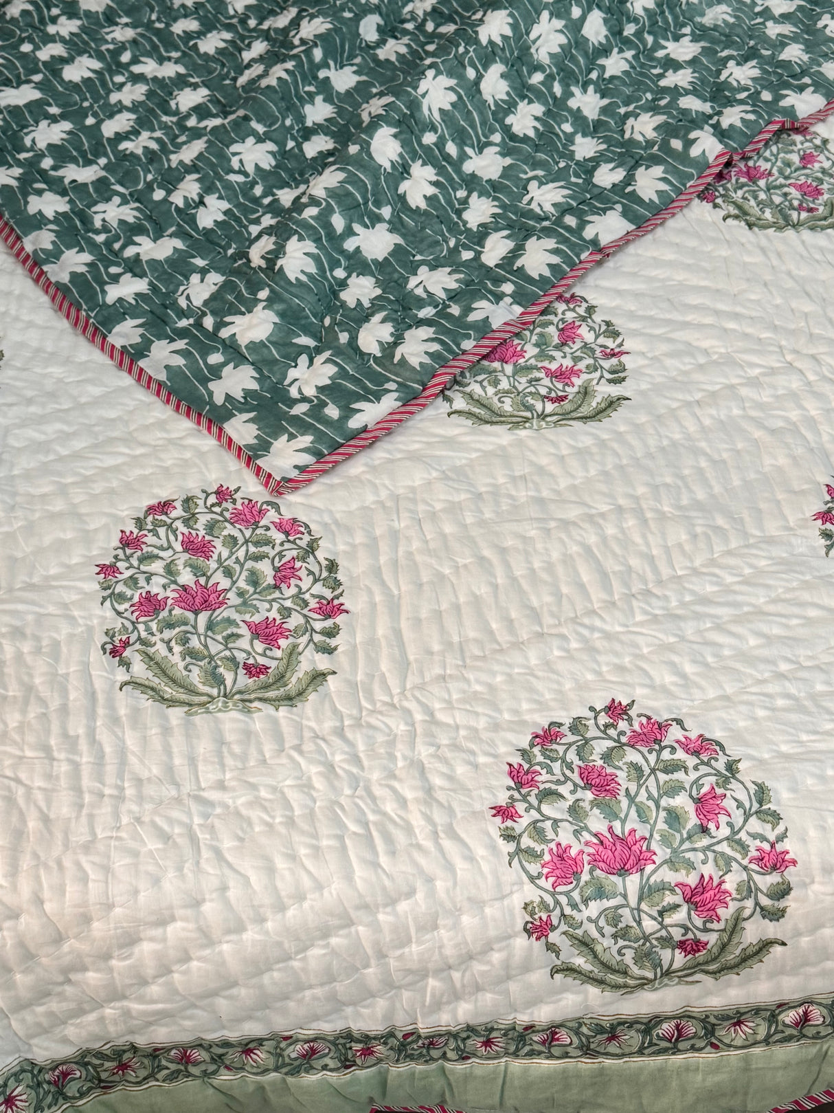 HandBlock Printed Mulmul Reversible Quilt