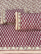 KING Size Quilted Blockprint REVERSIBLE Mulmul Bedcover (108*108 inches)