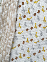 Yellow Giraffe & Lion – Layered Kids Quilt Blanket