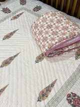 Blockprint Mulmul Reversible Quilt