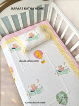 Cute Hot Air Balloon Blockprint Cot/Crib Sheet (60-40 inches)