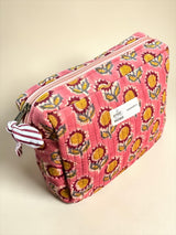 Petal Bud Hand-Block Cotton Quilted Utility Pouch
