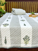 Blockprint Mulmul Reversible Quilt
