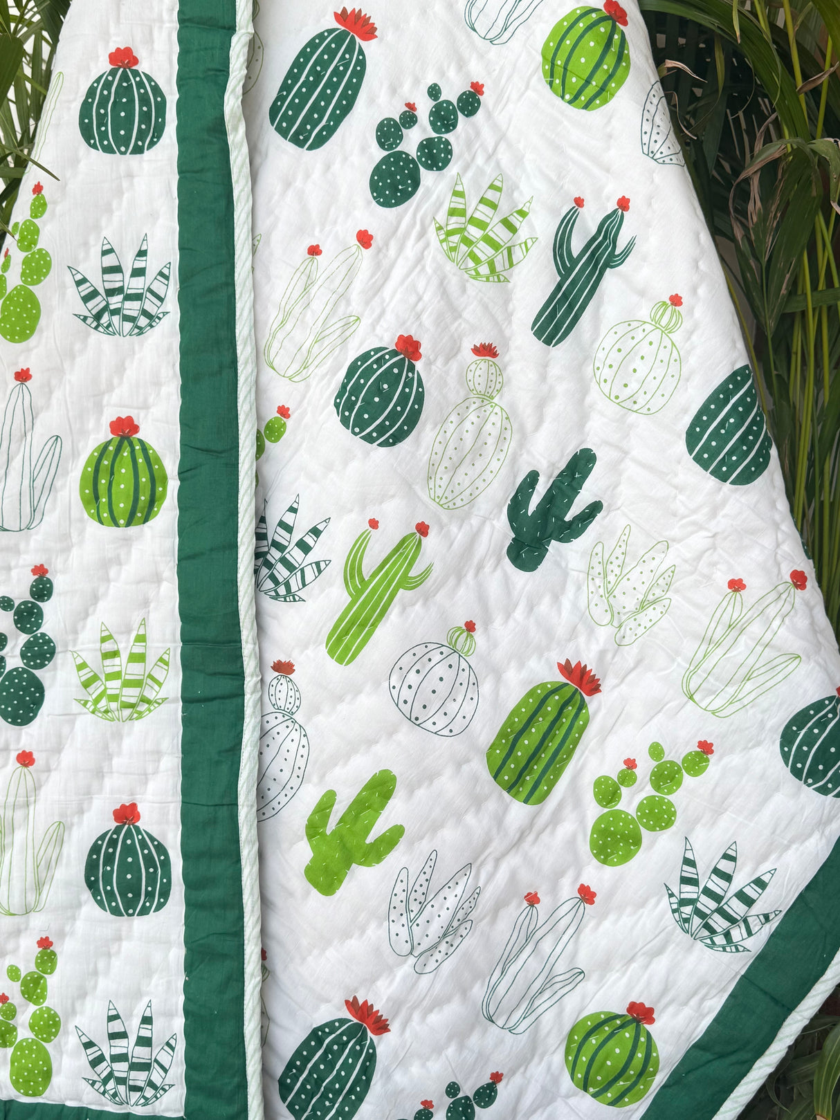 Cactus Kids Quilt Handblock Printed