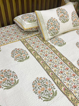 Double Size Quilted Blockprint REVERSIBLE Mulmul Bedcover (90*108 inches)