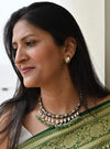 Aangan Phool - Handcrafted 92.5 Silver Meenakari Hasli with Earrings