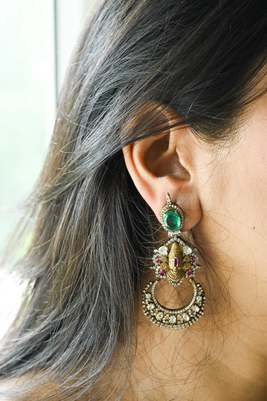 Victorian Style Vishu Theme Handcrafted 92.5 Silver Earrings