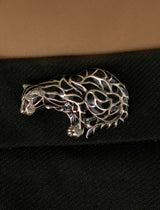 Handcrafted Black Panther Stained Glass 92.5 Silver Brooch