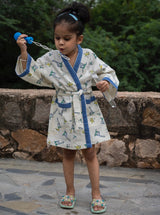 Animals Kids Bathrobe-Cotton Waffle Blockprint