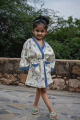 Animals Kids Bathrobe-Cotton Waffle Blockprint