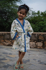 Animals Kids Bathrobe-Cotton Waffle Blockprint