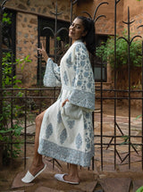 Floral Cotton Waffle Handblock Printed Bath Robe