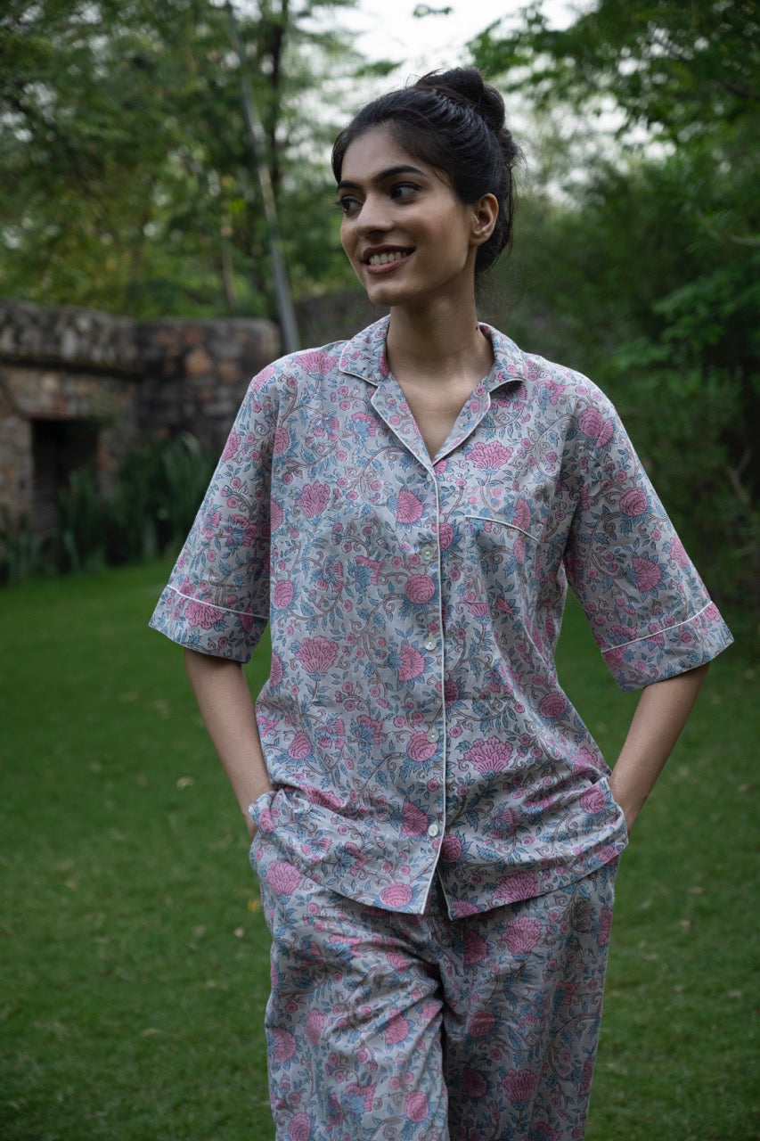 Nelson printed cotton-poplin pajama set