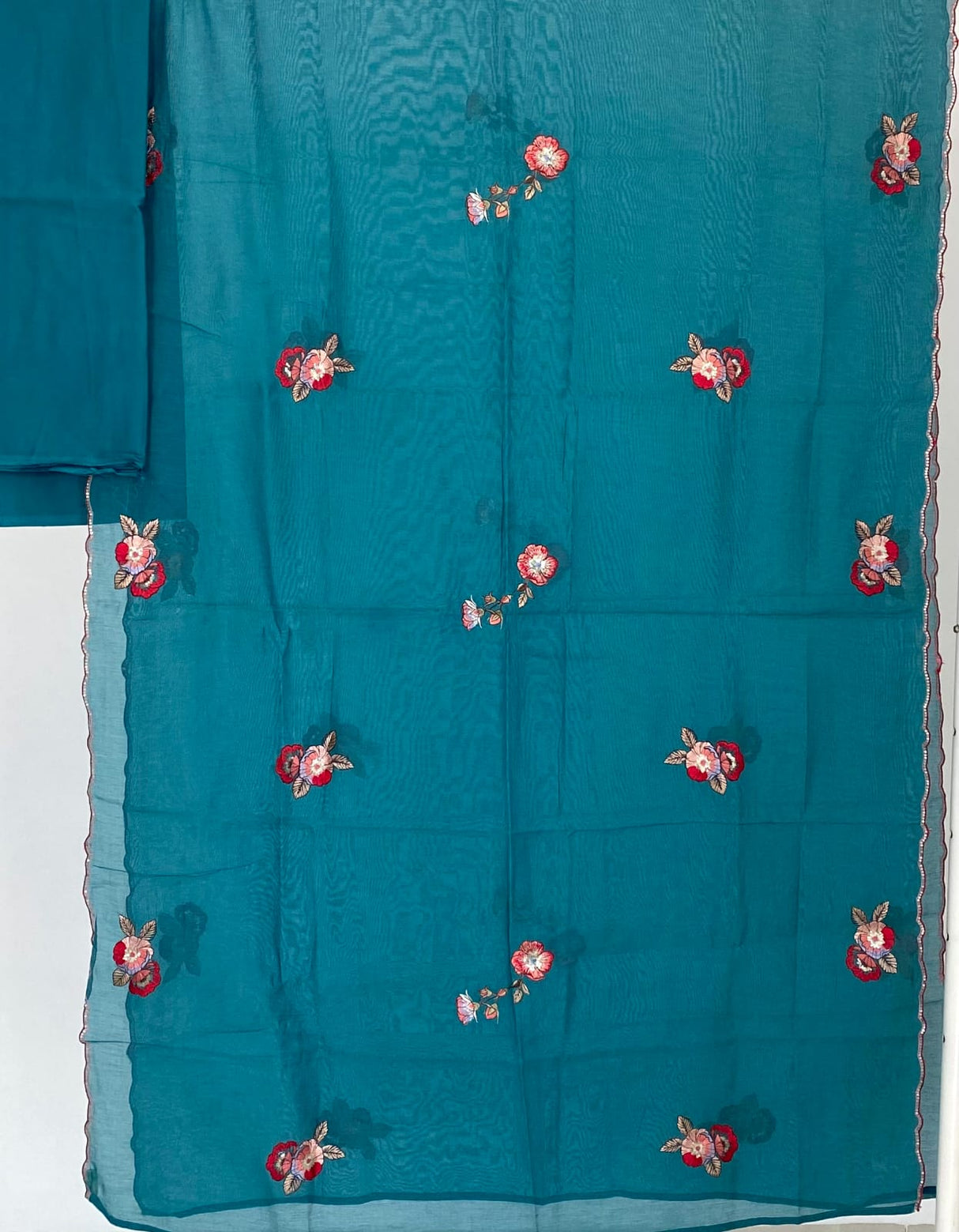 Deep-Teal-Mul-Chanderi-Embroidered-Semi-Stitched-Kurta-Set