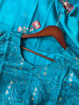Deep-Teal-Mul-Chanderi-Embroidered-Semi-Stitched-Kurta-Set