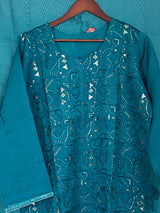 Deep-Teal-Mul-Chanderi-Embroidered-Semi-Stitched-Kurta-Set