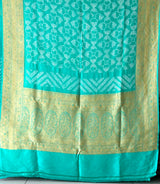 Sea Green Pure Banarsi Silk Bandhani Saree