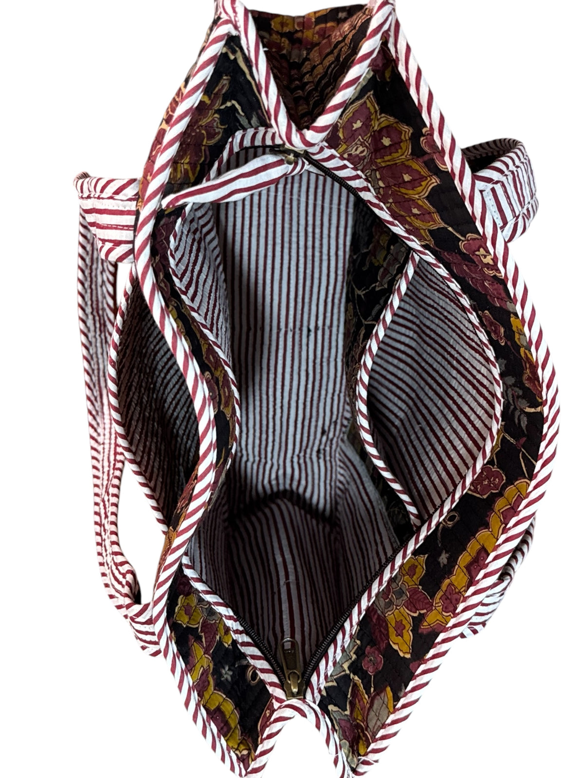 Black Floral Pattern Lightweight Tote Bag
