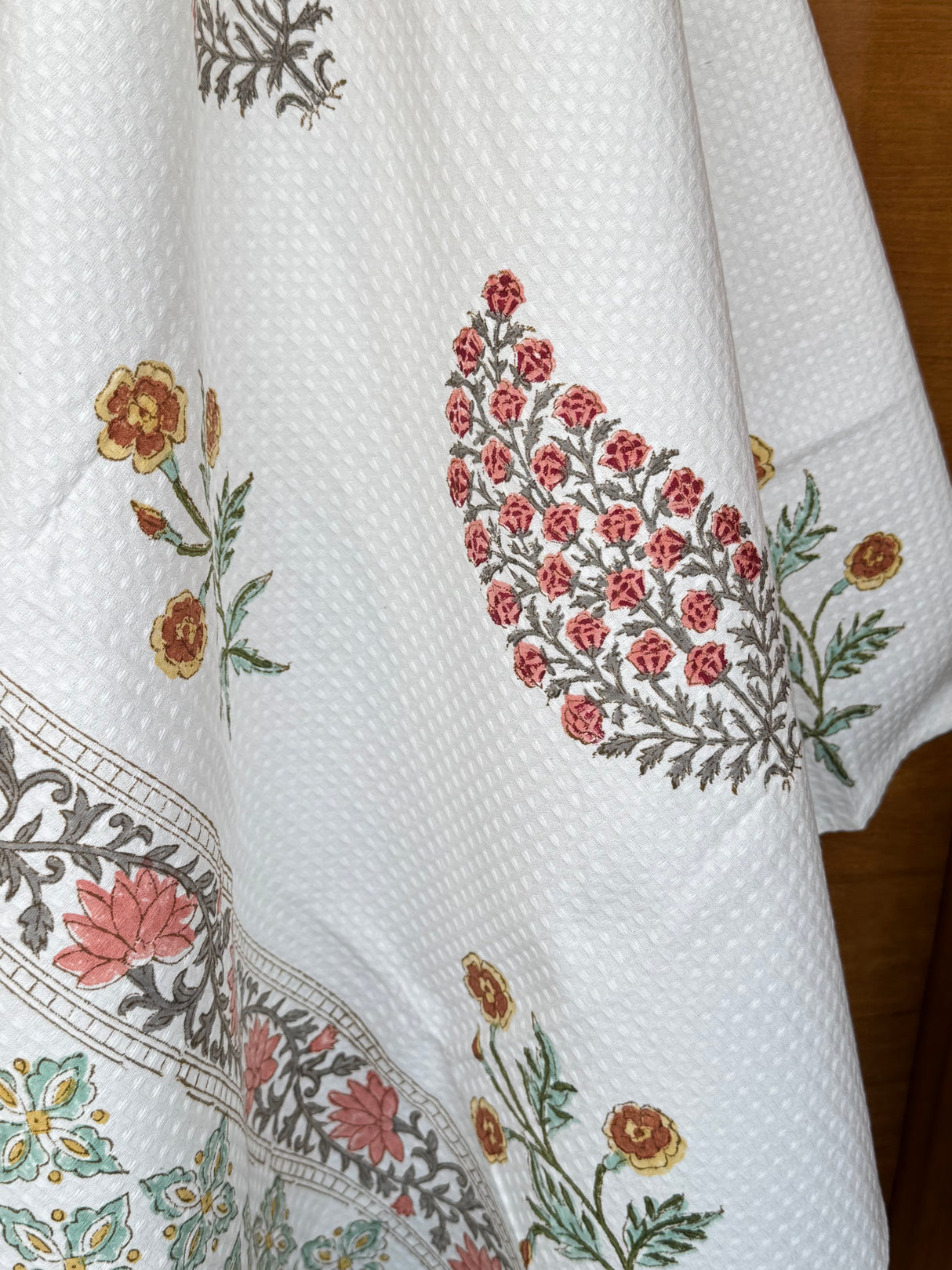 Elegant Motifs Blockprint Cotton Towel- Waffle Weave