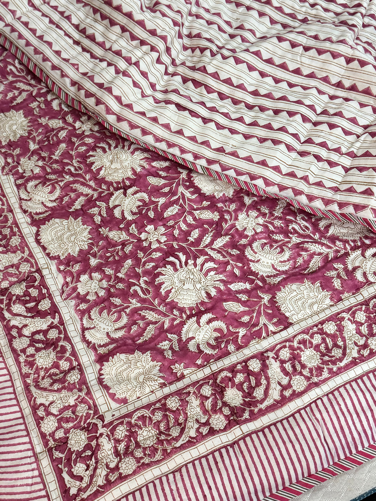 HandBlock Printed Mulmul Reversible Quilt