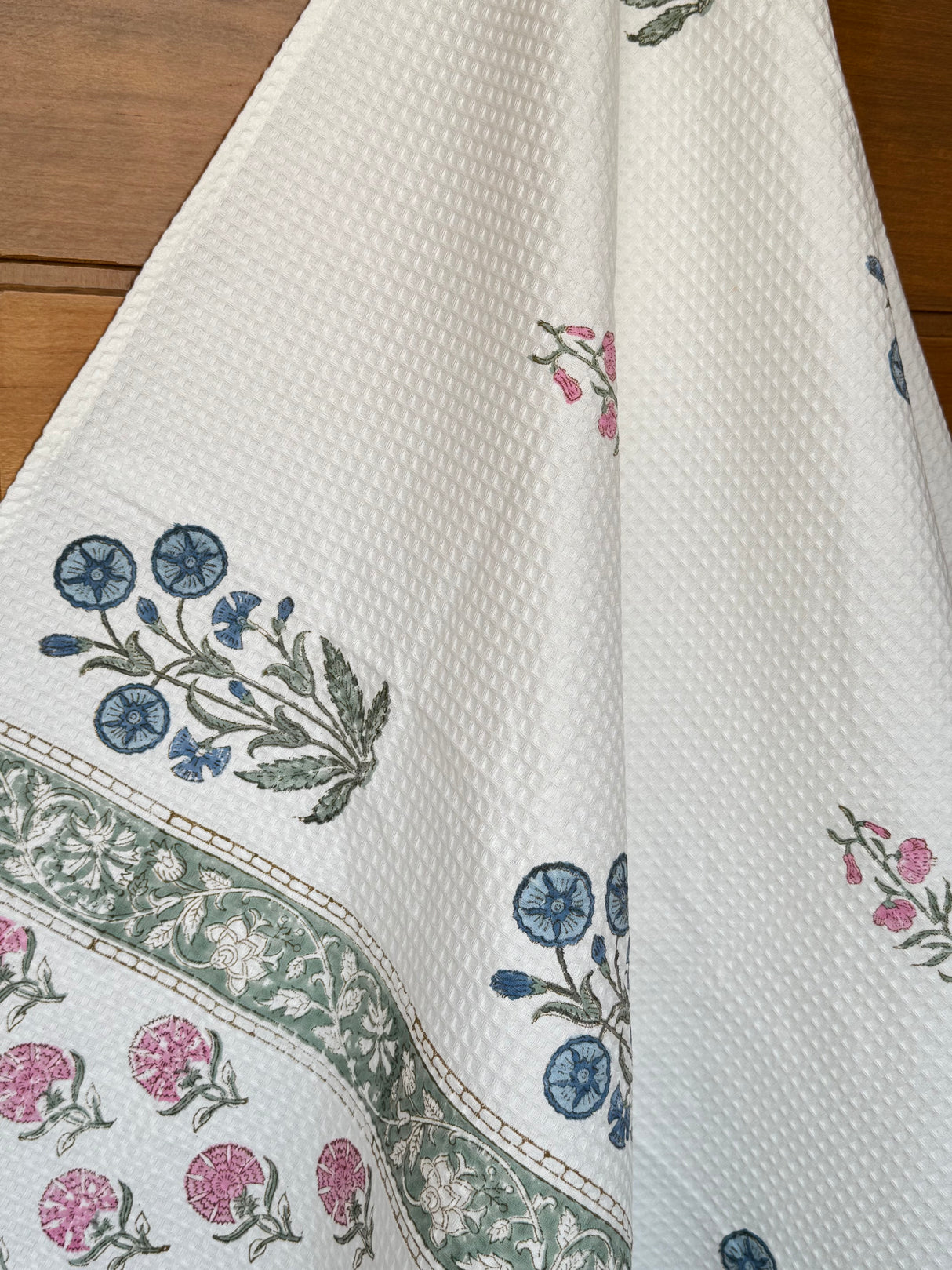 Delightful Blockprint Cotton Towel – Waffle Weave