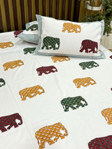 Elephant Blockprint Cotton Bedsheet