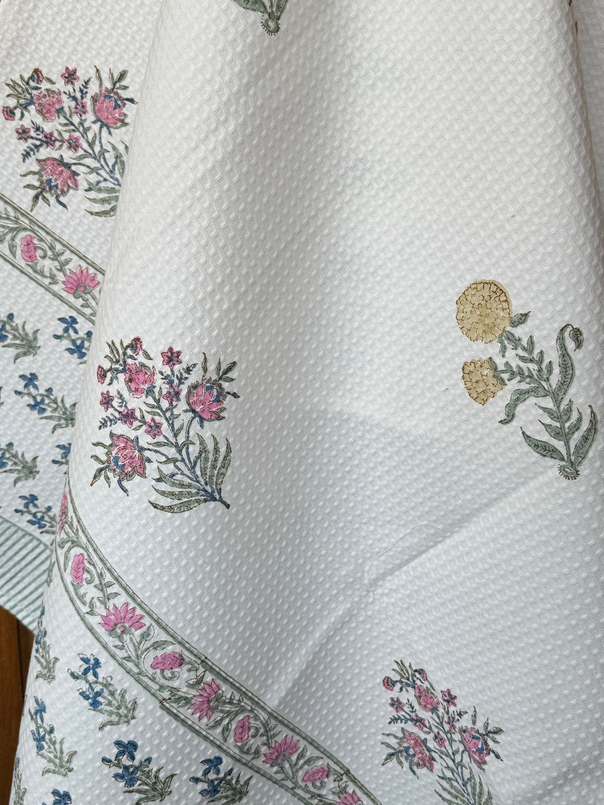 Delightful Blockprint Cotton Towel – Waffle Weave