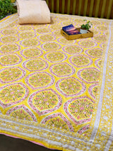 Sunlit Hand-Block Print Mulmul Cotton Quilt