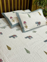 KING Size Quilted Blockprint REVERSIBLE Mulmul Bedcover (108*108 inches)