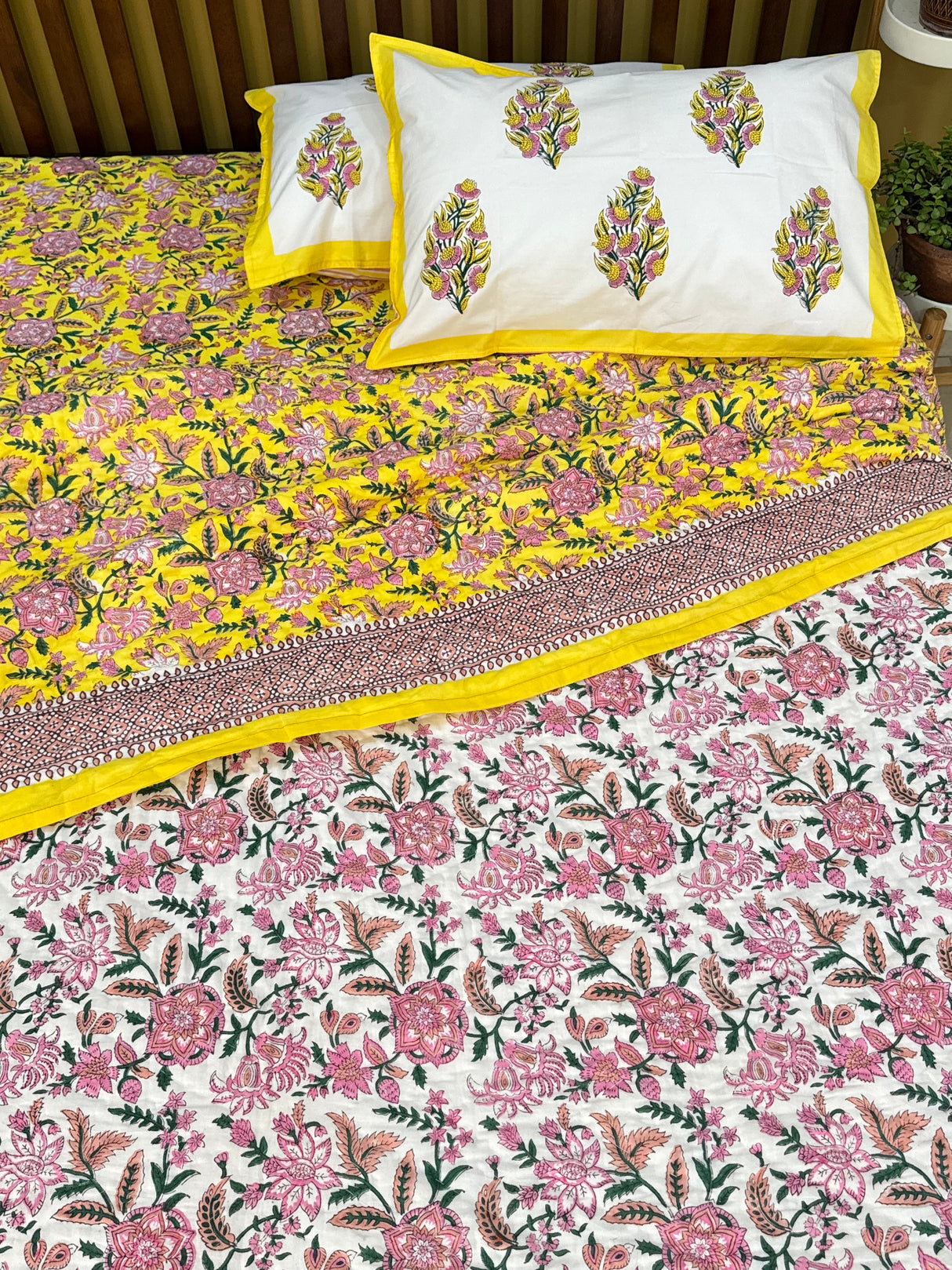 HandBlock Printed Mulmul Reversible Quilt