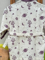 Kids Bathrobe-Cotton Waffle Blockprint