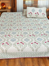 KING Size Quilted Blockprint REVERSIBLE Mulmul Bedcover (108*108 inches)