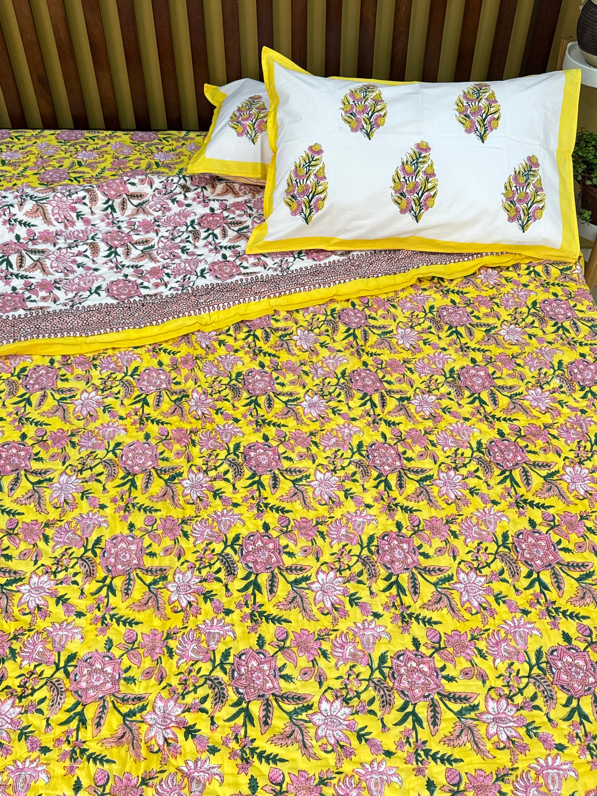 HandBlock Printed Mulmul Reversible Quilt