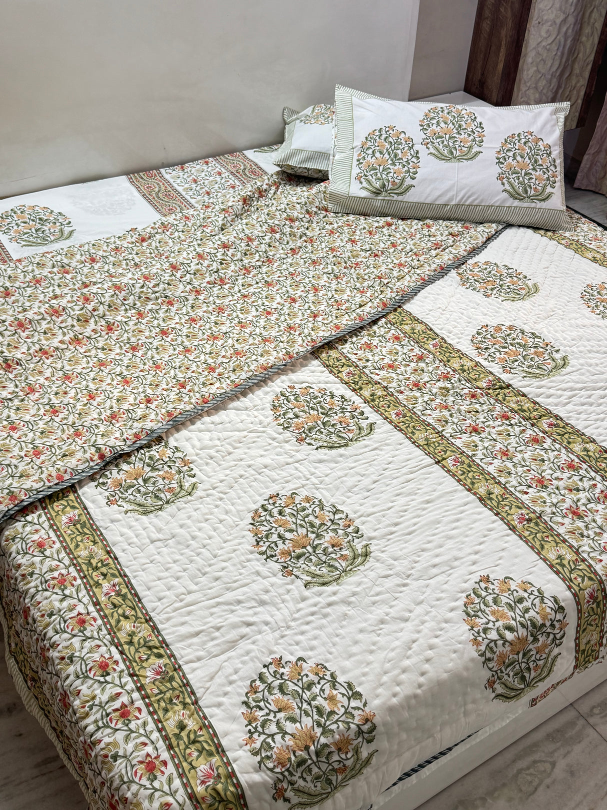 HandBlock Printed Mulmul Reversible Quilt