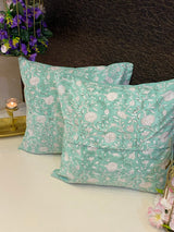 Pair of Handblock Printed Cushion Covers- 16*16 inches