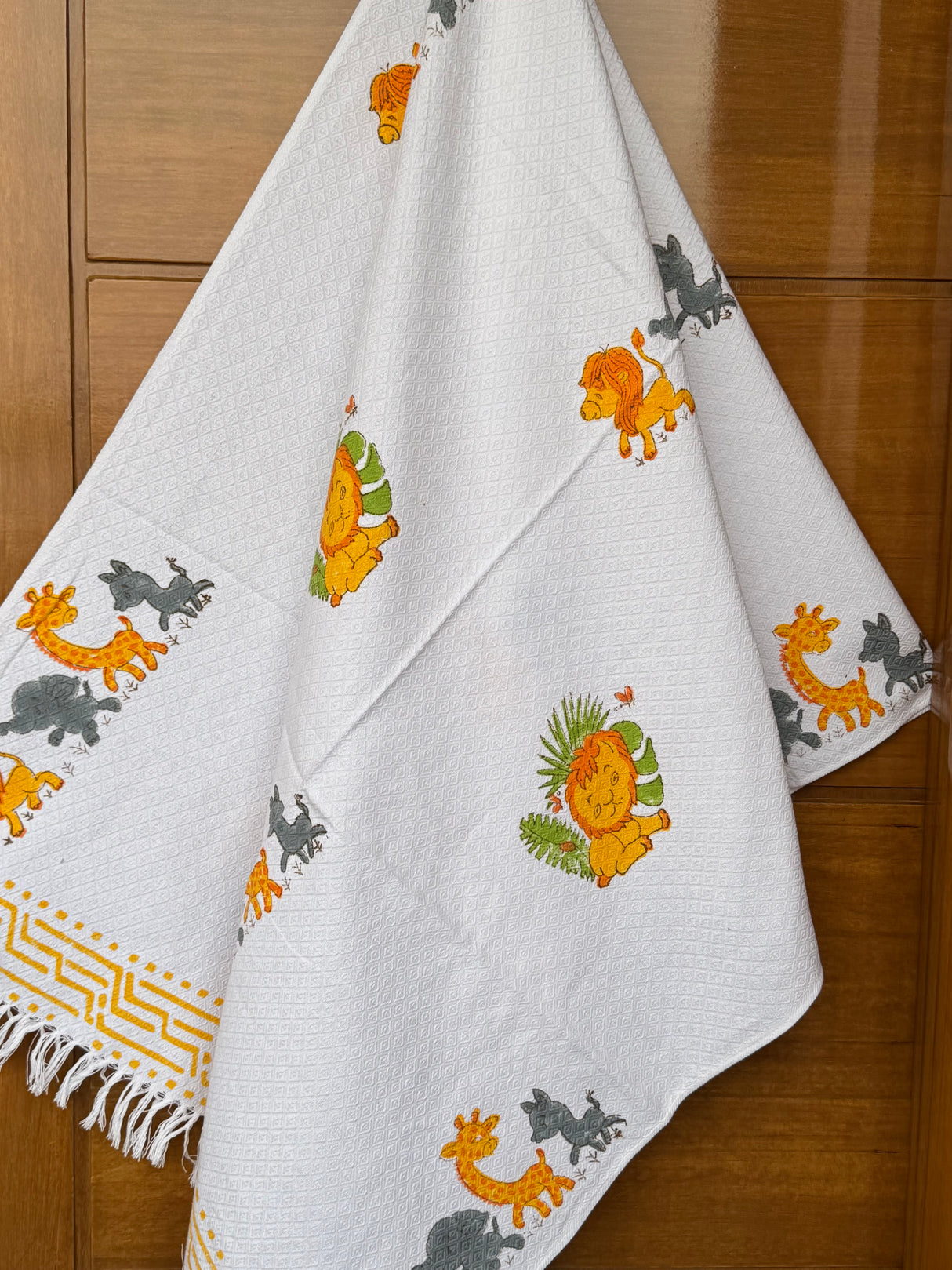 Roaring Lion Blockprint Kids Towel – Cotton Jacquard Weave